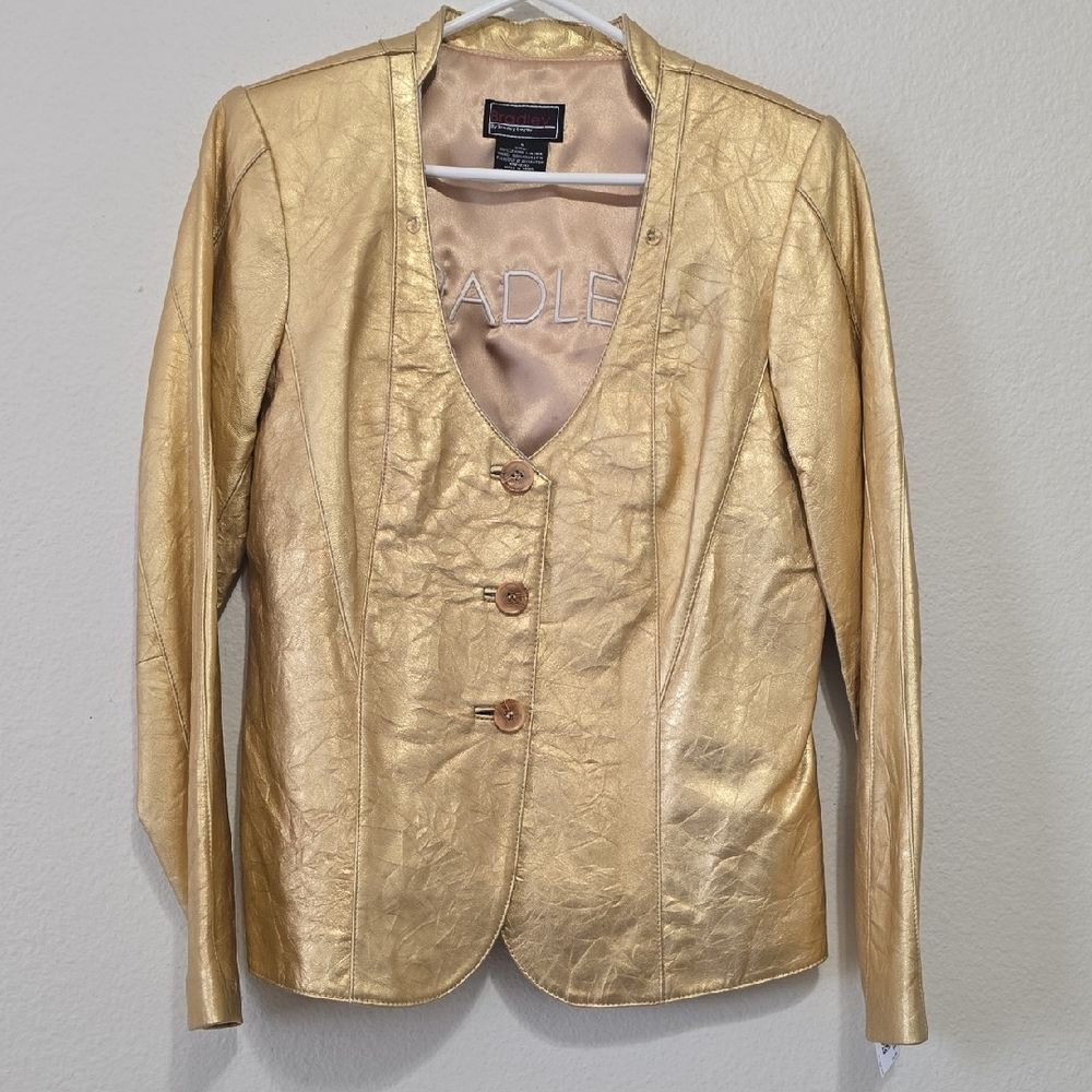BRADLEY BY Bayou Gold Leather Women's Blazer Jacket S